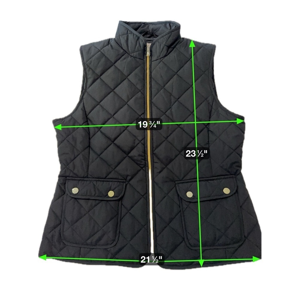 St. John’s Bay Quilted Black Puffer Vest with Gold Zip & Pockets Size M - Picture 14 of 14